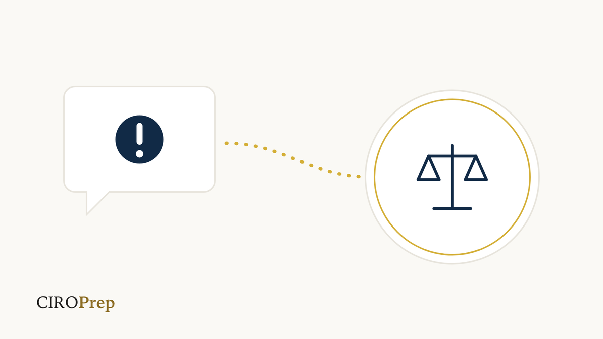 A complaint speech bubble leading to the scales of dispute resolution
