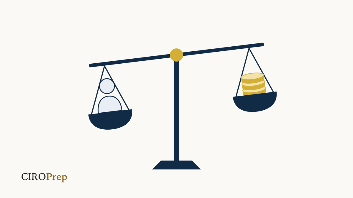 A balance tipped toward the client rather than money / Une balance qui penche du côté du client plutôt que de l'argent