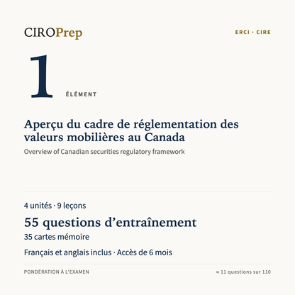 Module ERCI, élément 1 : Aperçu du cadre de réglementation des valeurs mobilières au Canada · CIRE Element 1 module: Overview of Canadian securities regulatory framework