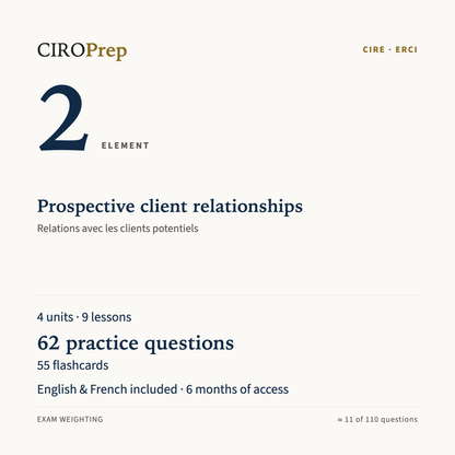 CIRE Element 2 module: Prospective client relationships · Module ERCI, élément 2 : Relations avec les clients potentiels