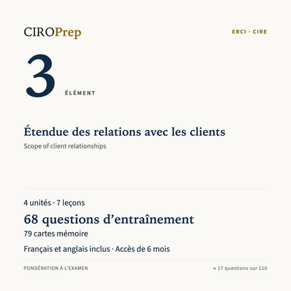 Module ERCI, élément 3 : Étendue des relations avec les clients · CIRE Element 3 module: Scope of client relationships