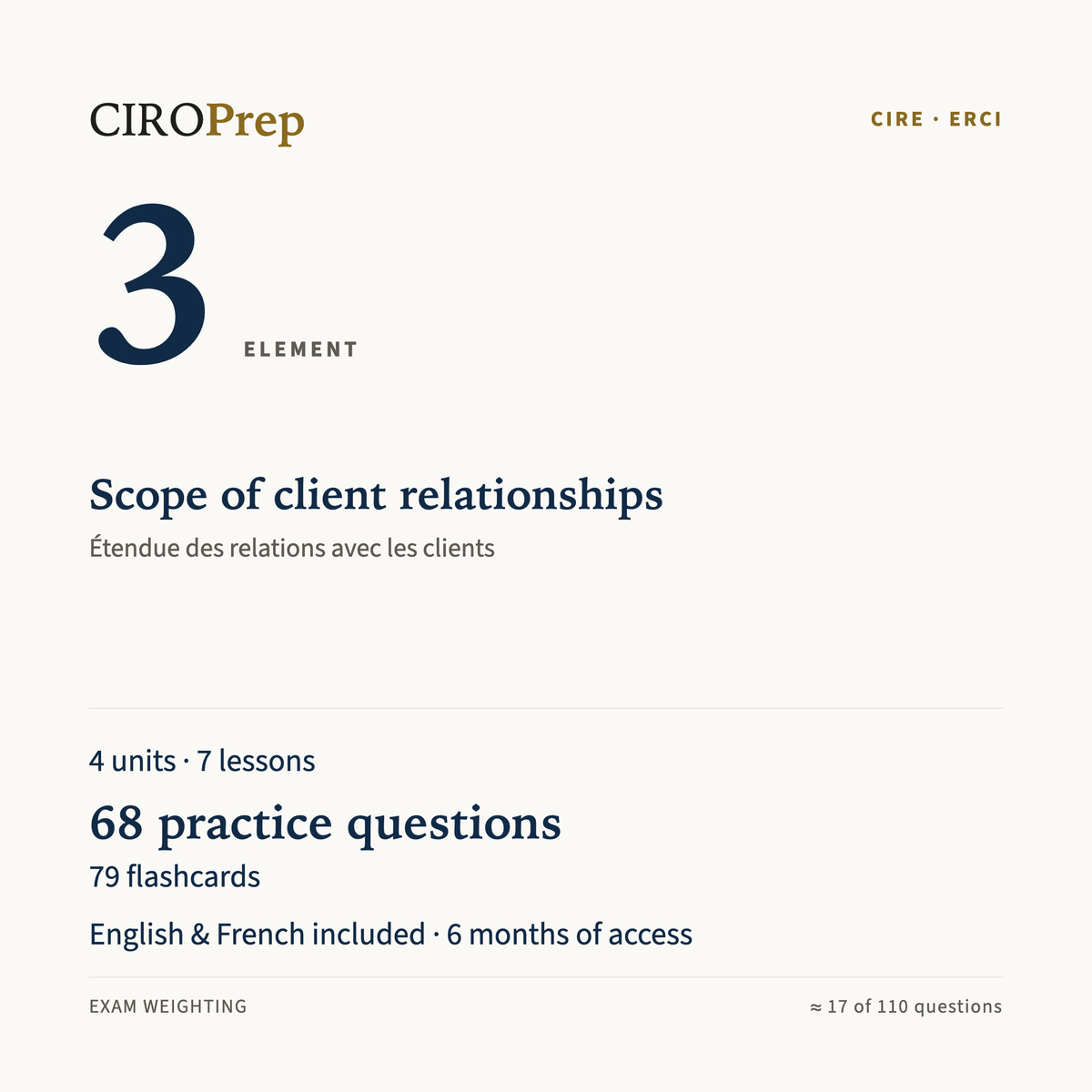 CIRE Element 3 module: Scope of client relationships · Module ERCI, élément 3 : Étendue des relations avec les clients
