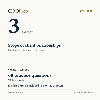 CIRE Element 3 module: Scope of client relationships · Module ERCI, élément 3 : Étendue des relations avec les clients